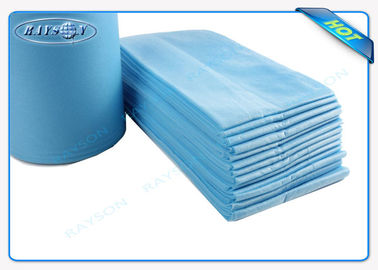 100% sábana no tejida de los PP de la carne, embalaje azul del color de las sábanas médicas en rollo